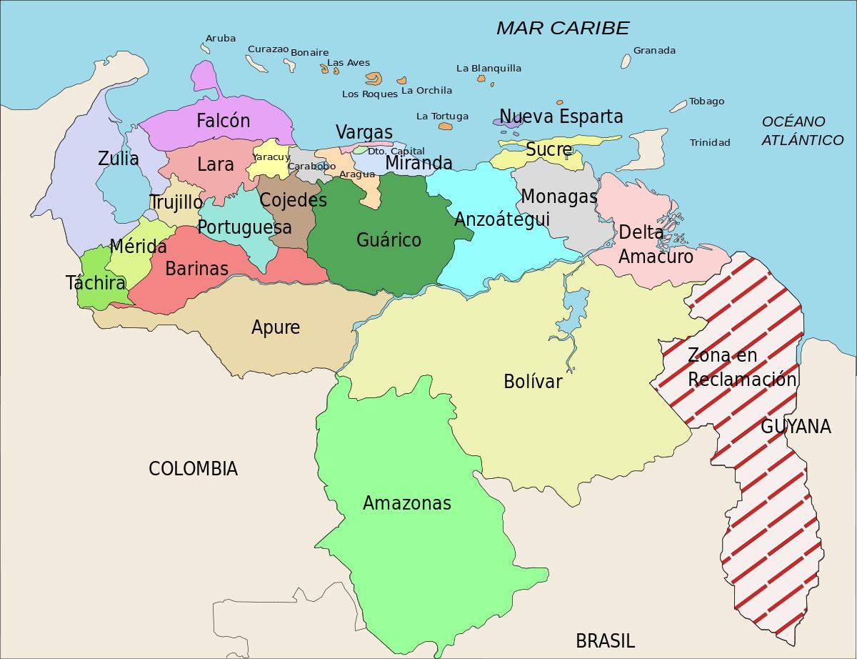 карта на Венецуела държави