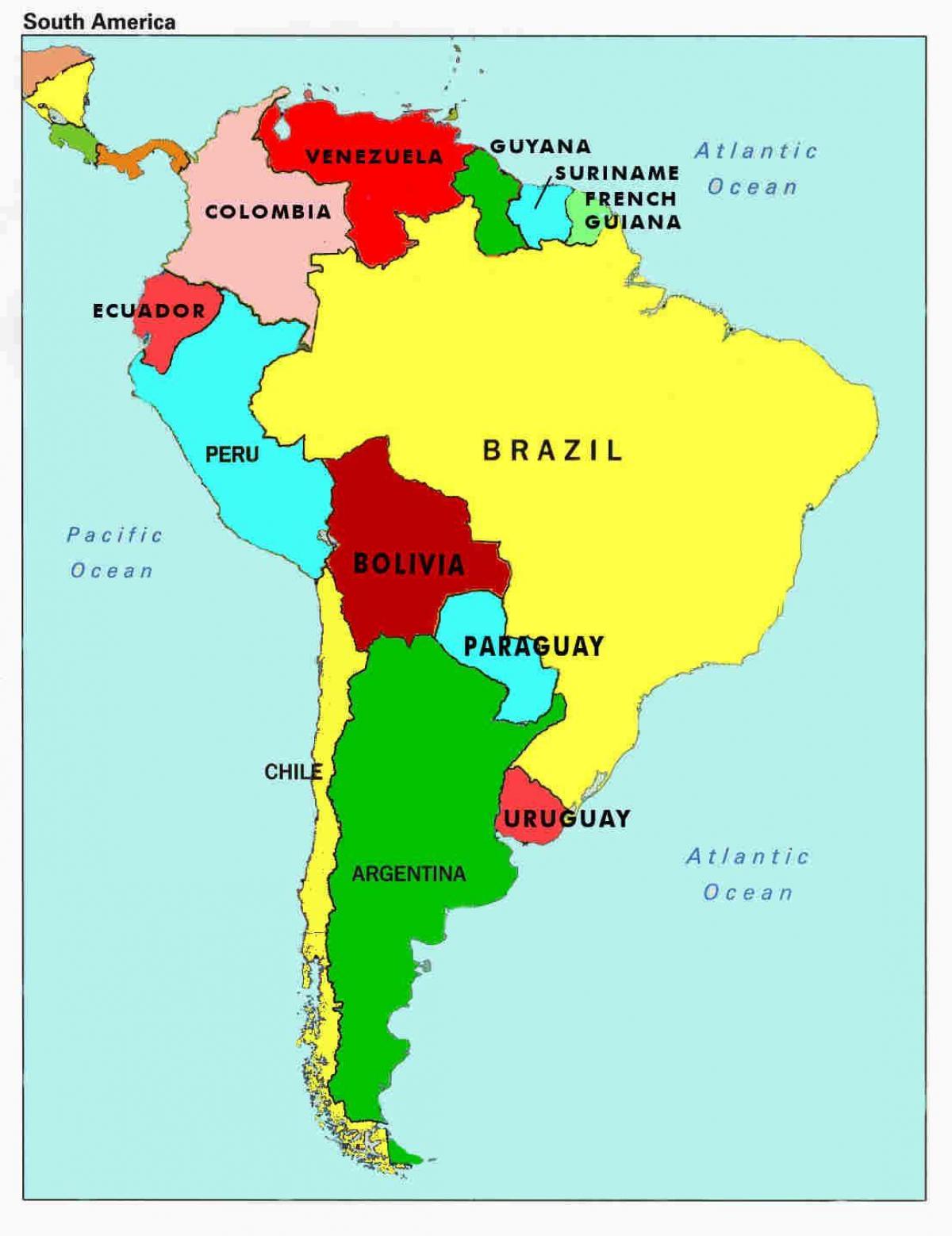 карта на Венецуела и съседните страни