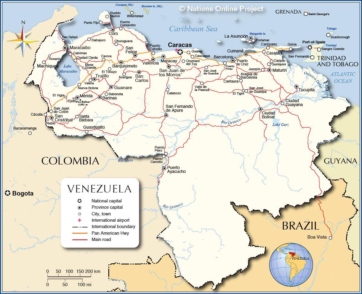 подробна карта на Венецуела