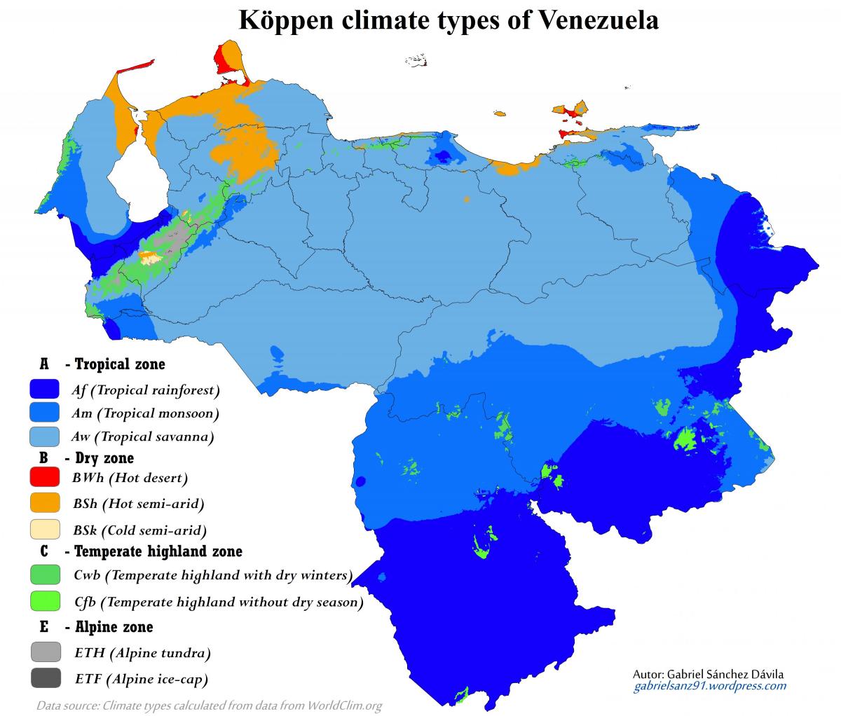 карта на Венецуела климат