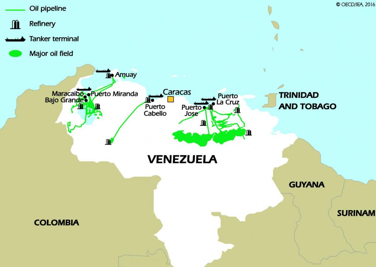 Венецуела резервите на петрол на картата