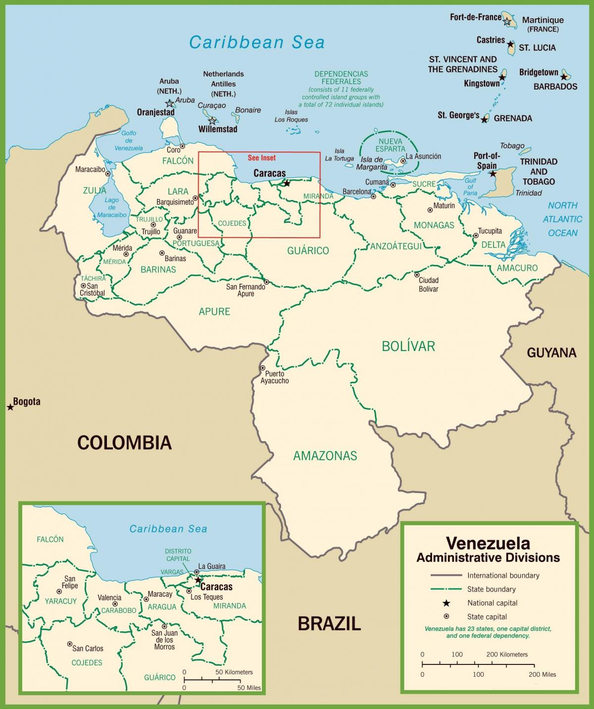 карта на Венецуела политически