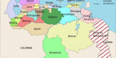 Карта на Венецуела държави