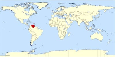 Местоположение на Венецуела върху картата на света
