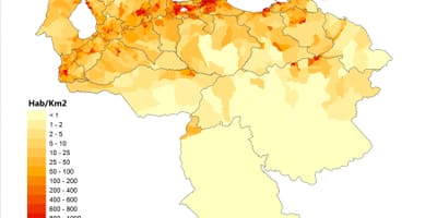 Венецуела на картата гъстота на населението 